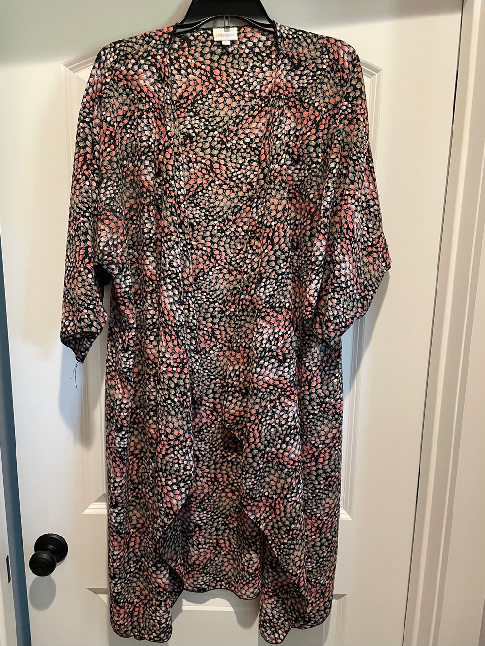 LuLaRoe Pink & Black Floral Dot Long Sleeve Dress